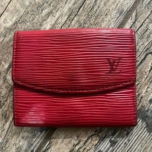 Louis Vuitton Red Epi coin case